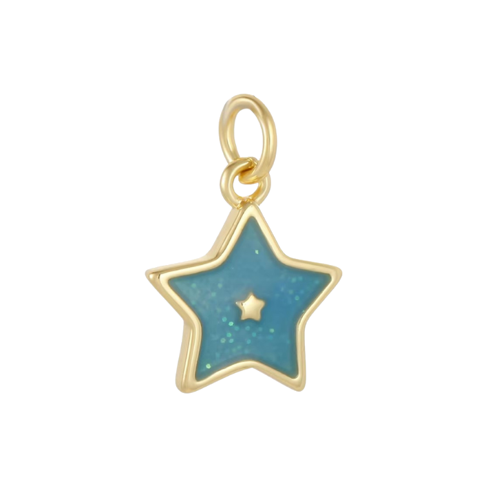 blue gold star charm