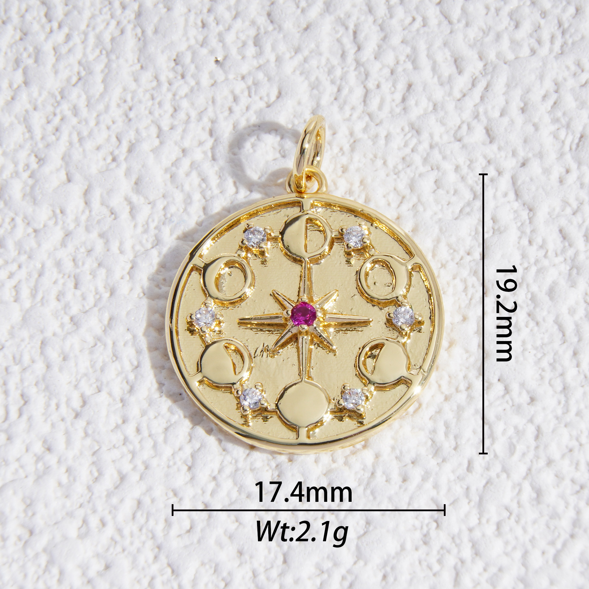 pink gem moon orbit charm