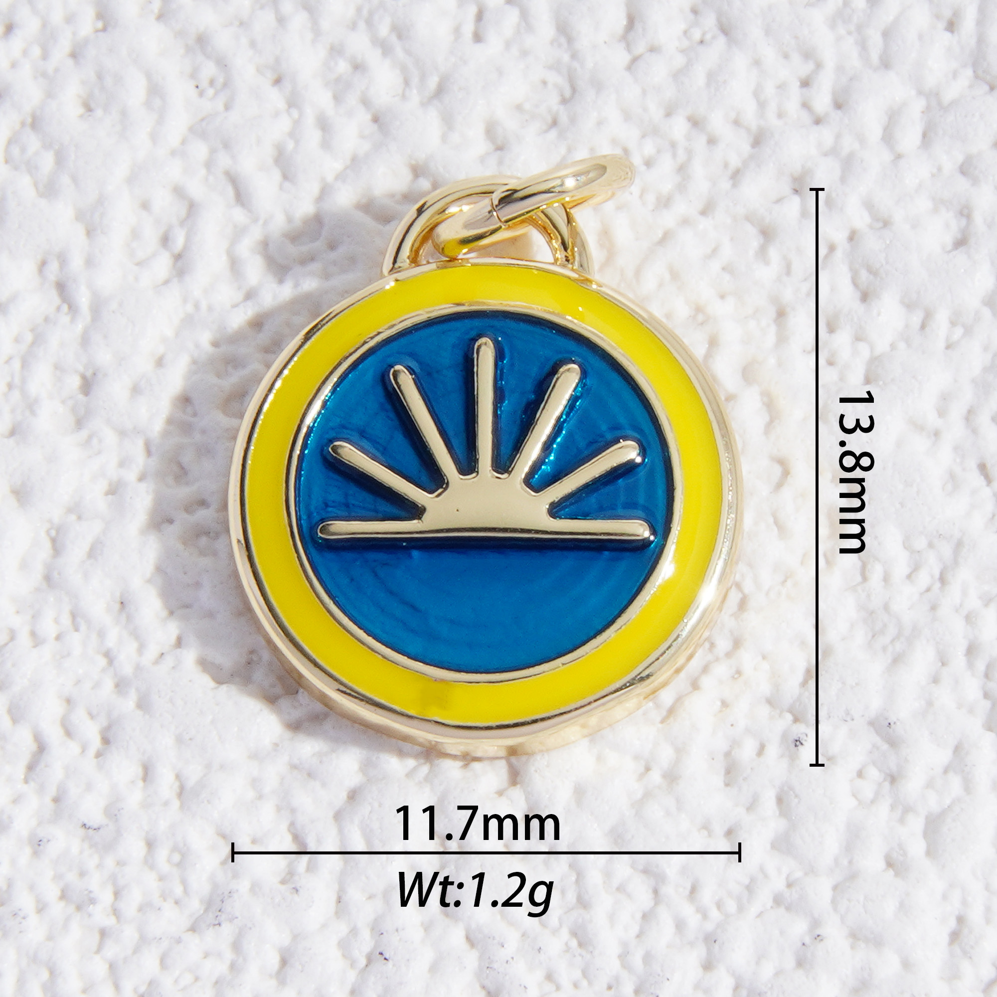 blue sunset yellow frame charm