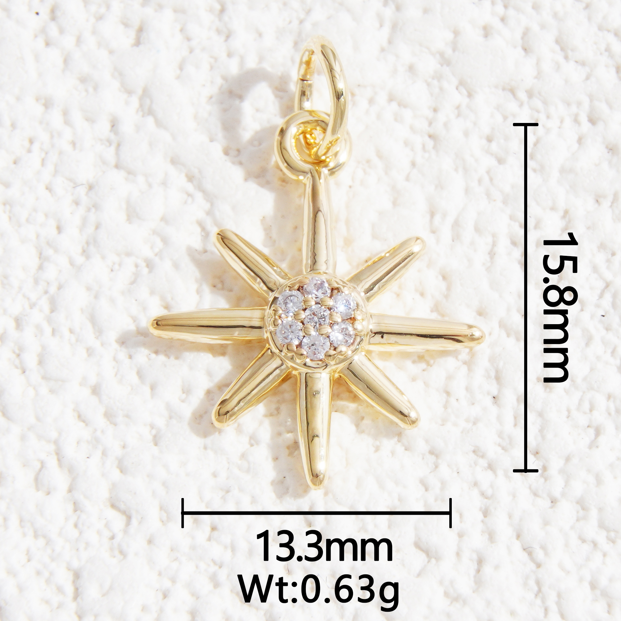diamond long north star charm