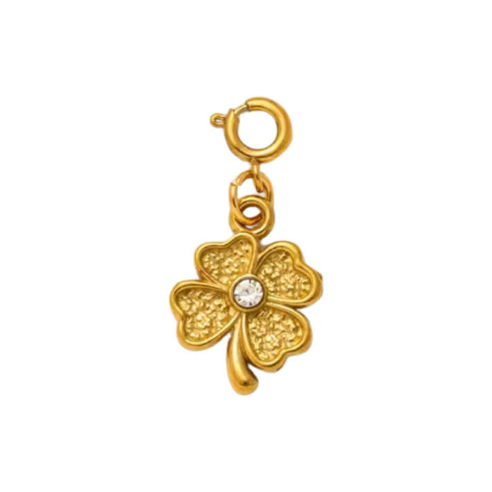 diamond gold clover charm