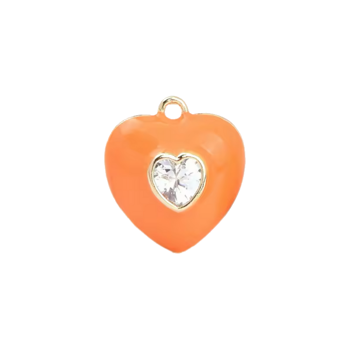 orange diamond heart charm