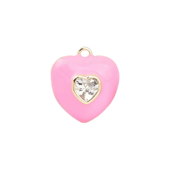 pink diamond heart charm