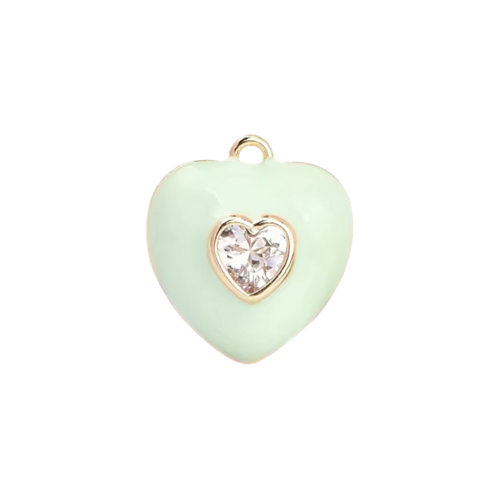 green diamond heart charm