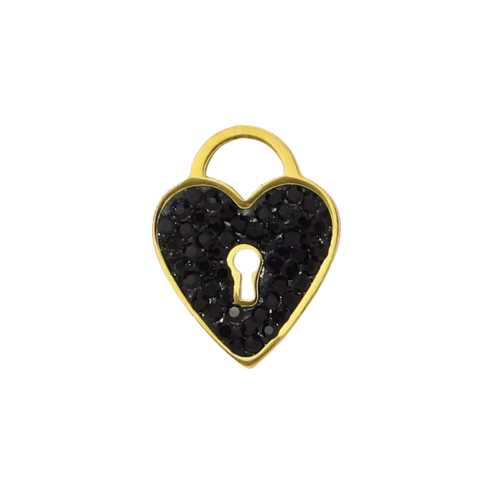 Black heart lock charm
