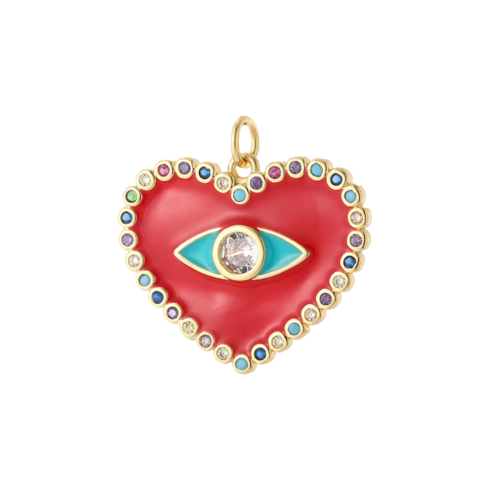 Red heart evil eye charm