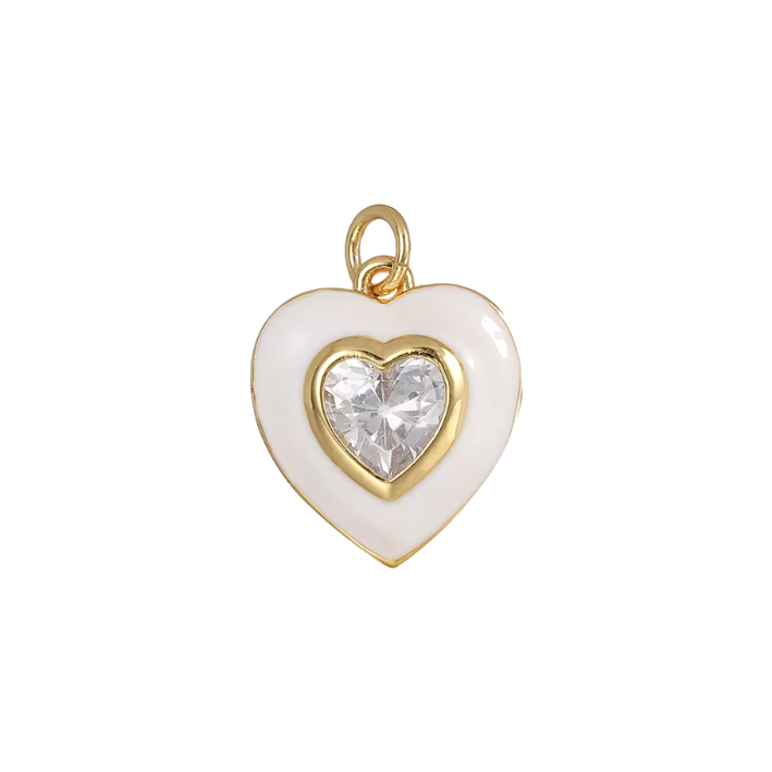white diamond heart charm