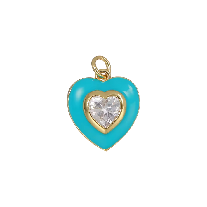 blue diamond heart charm