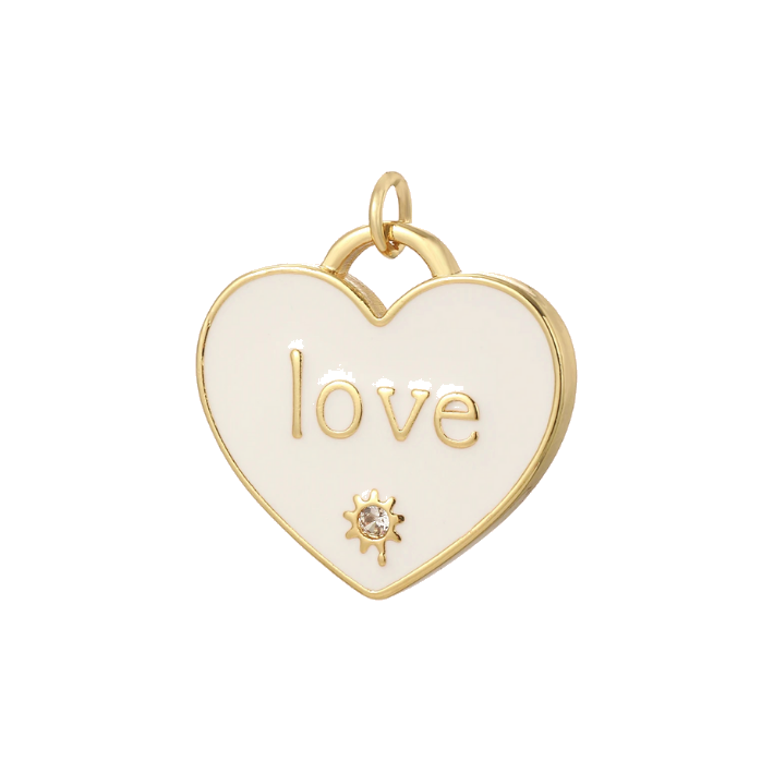 white love heart charm