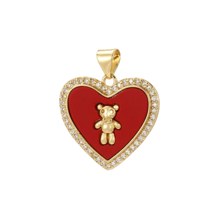 Red heart bear charm