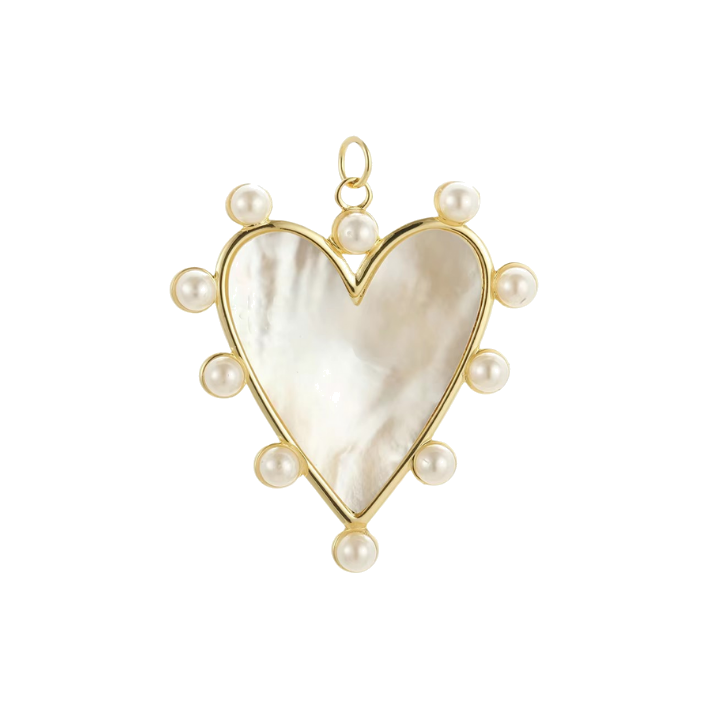pearl heart dot charm