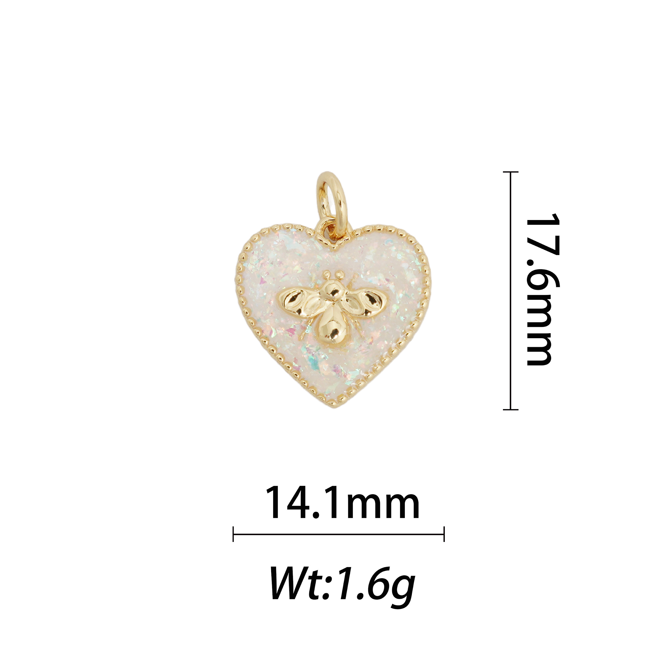 White bee heart charm