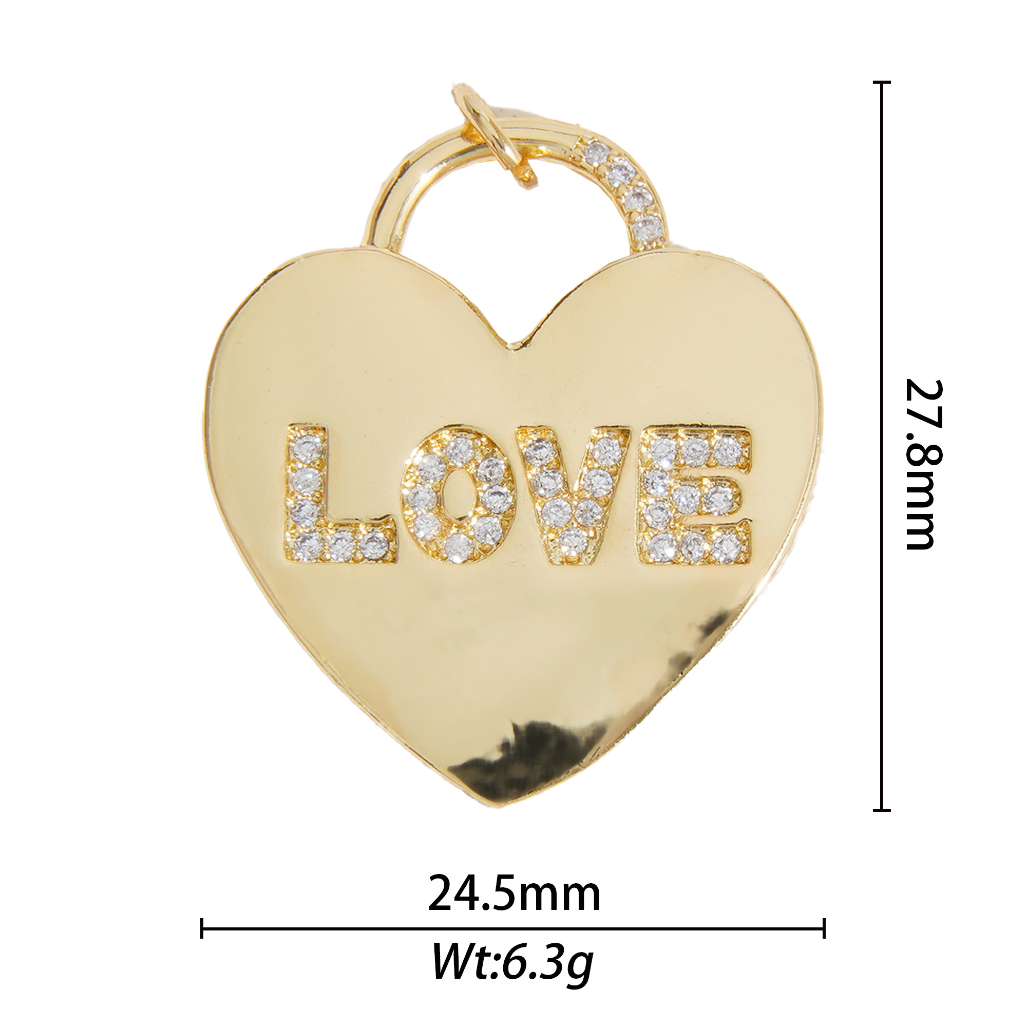 Diamond love heart charm