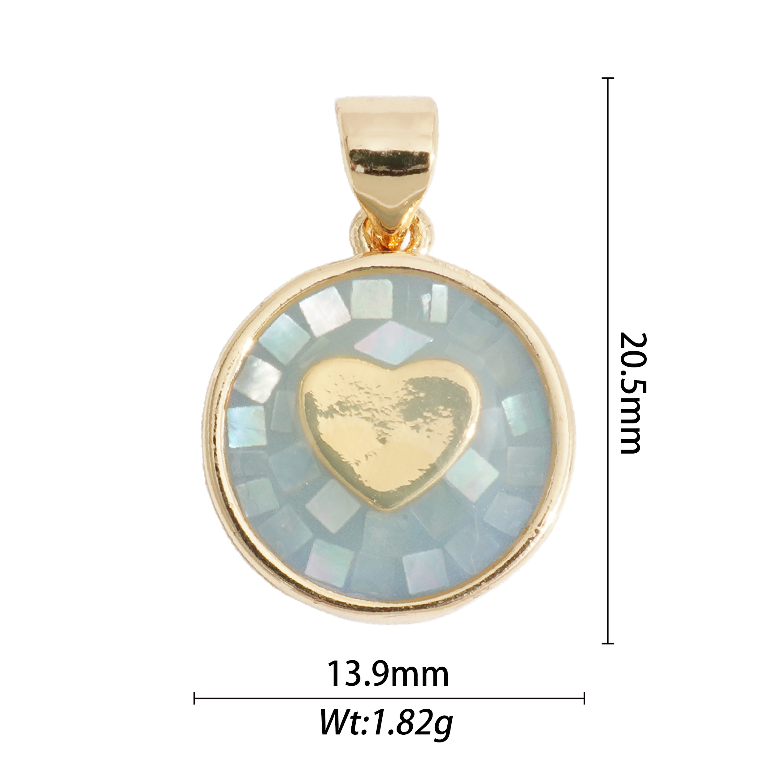 Mozaic blue heart coin charm