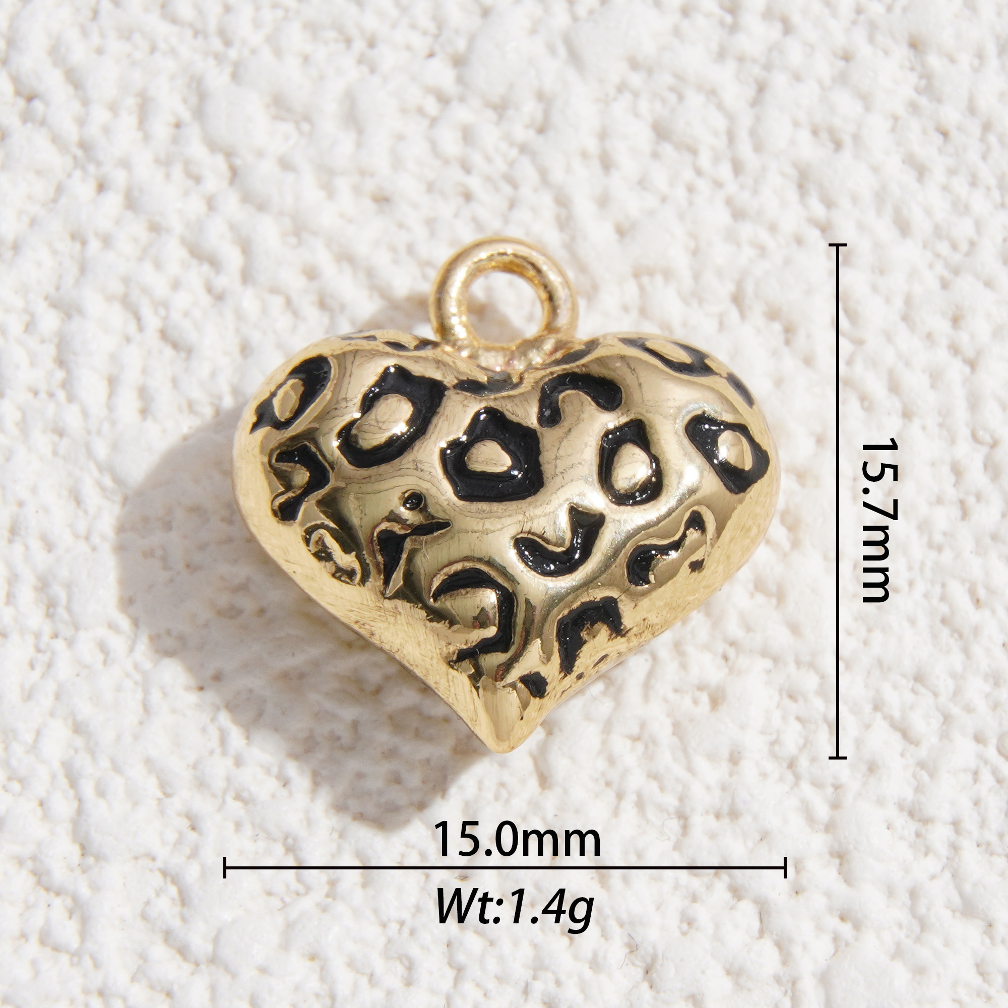 Tiger print heart small charm