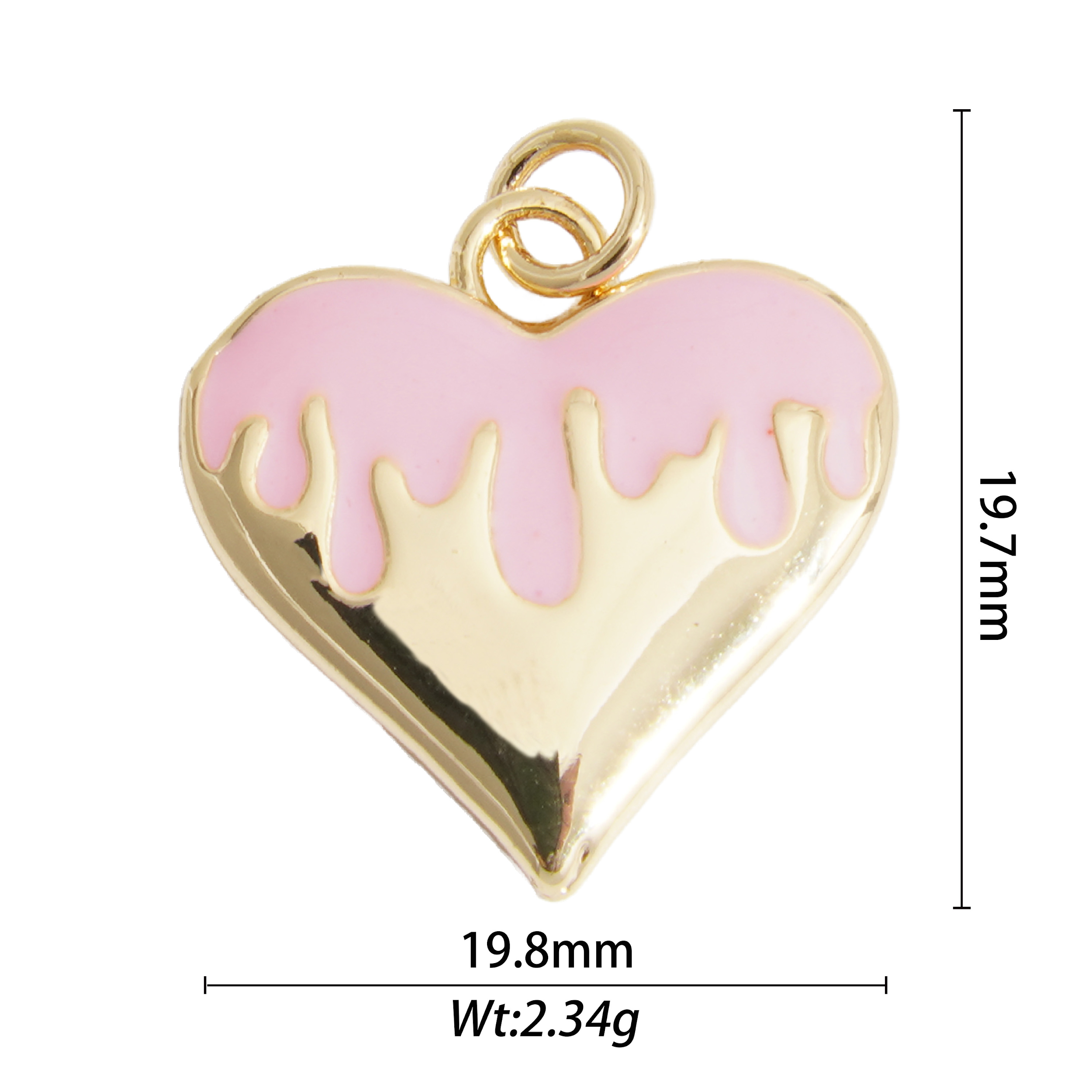Pink melting flat heart charm