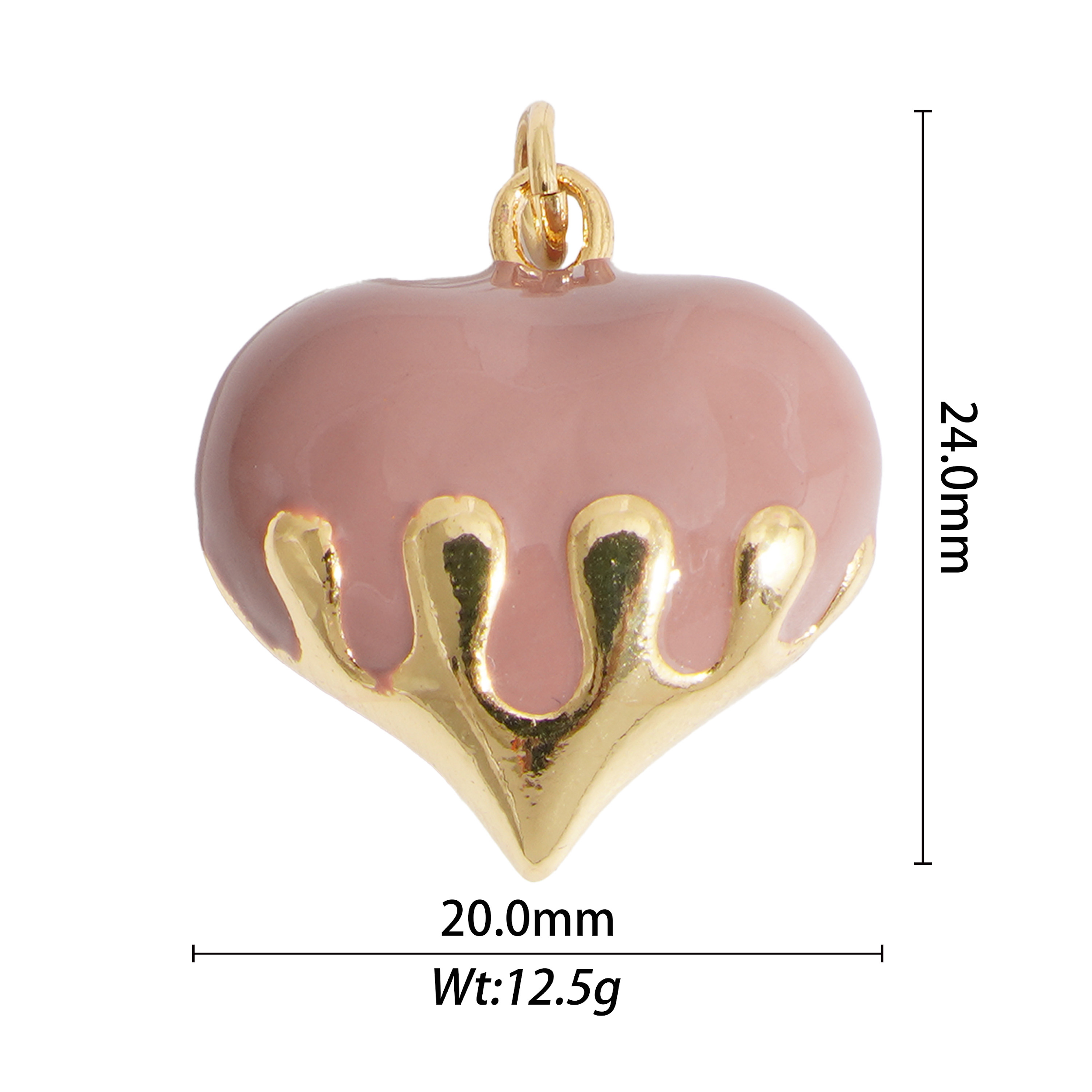 Pink strawberry plum heart charm