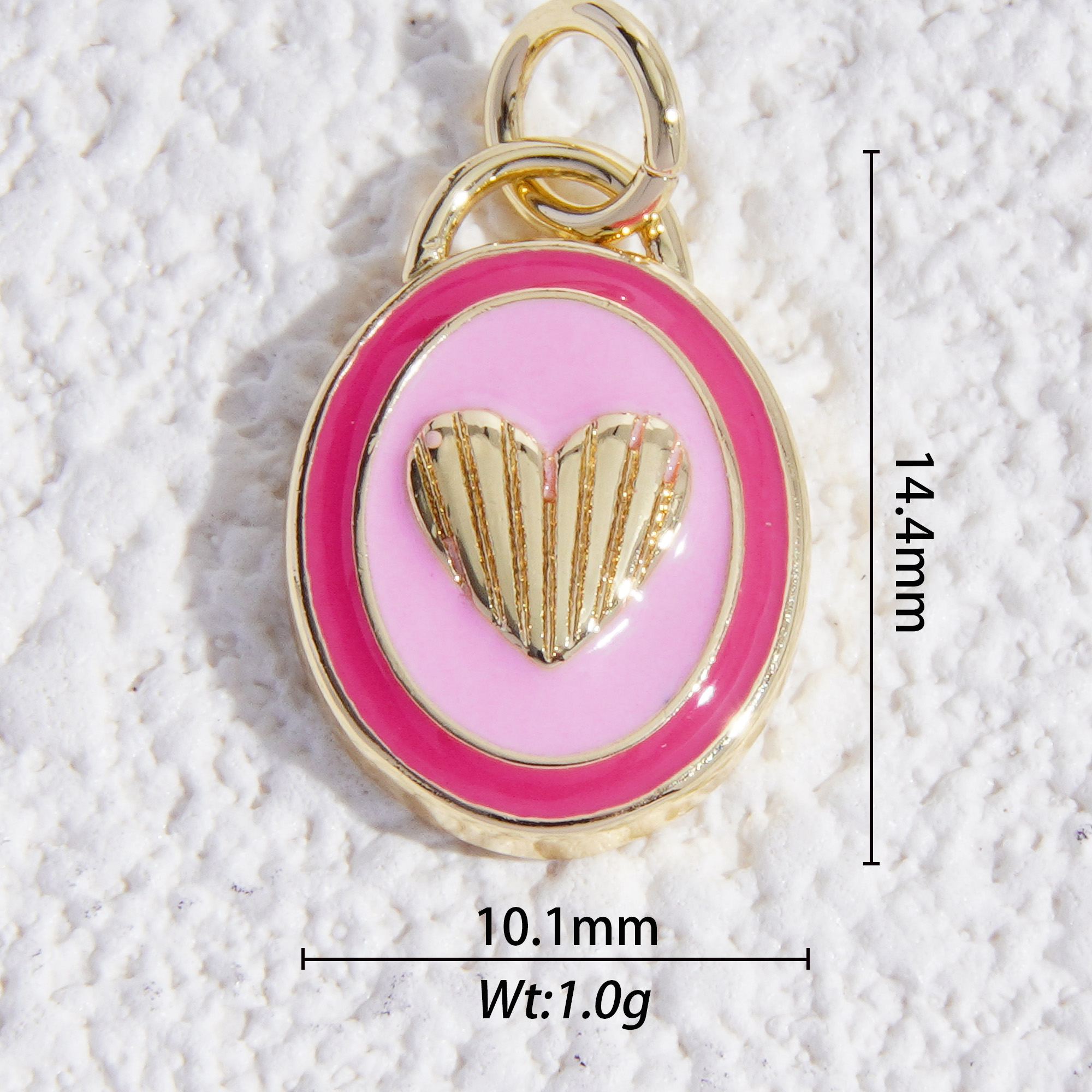 Hotpink oval heart charm