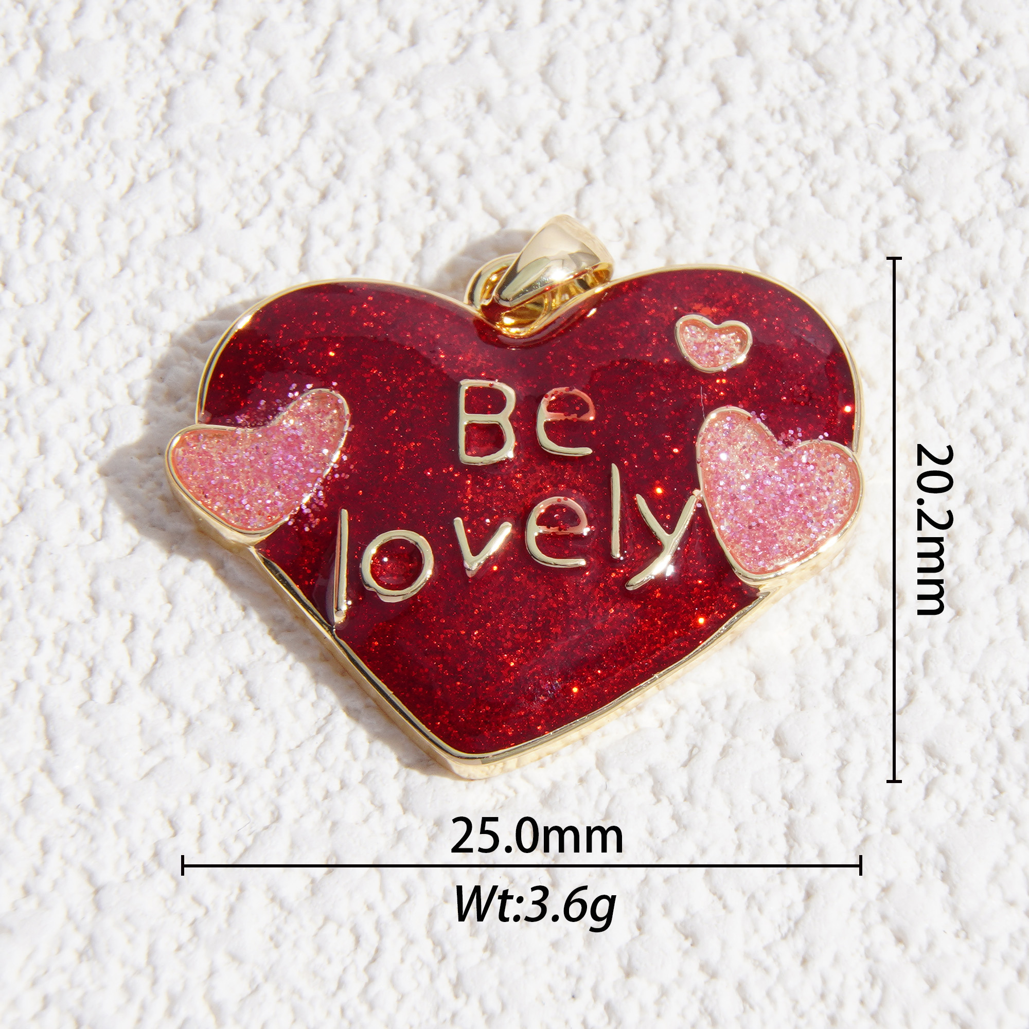 Be Lovely red heart charm