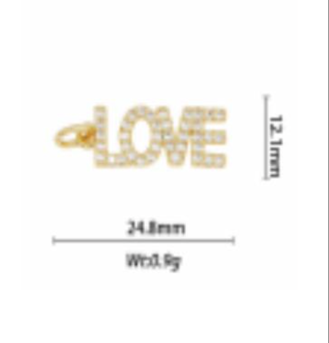 love diamond text charm