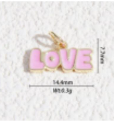 Pink love text charm