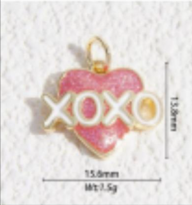 pink xoxo heart charm