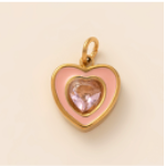 Blush Pink Diamond Heart Gem charm