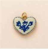 Blue Blossom Heart charm