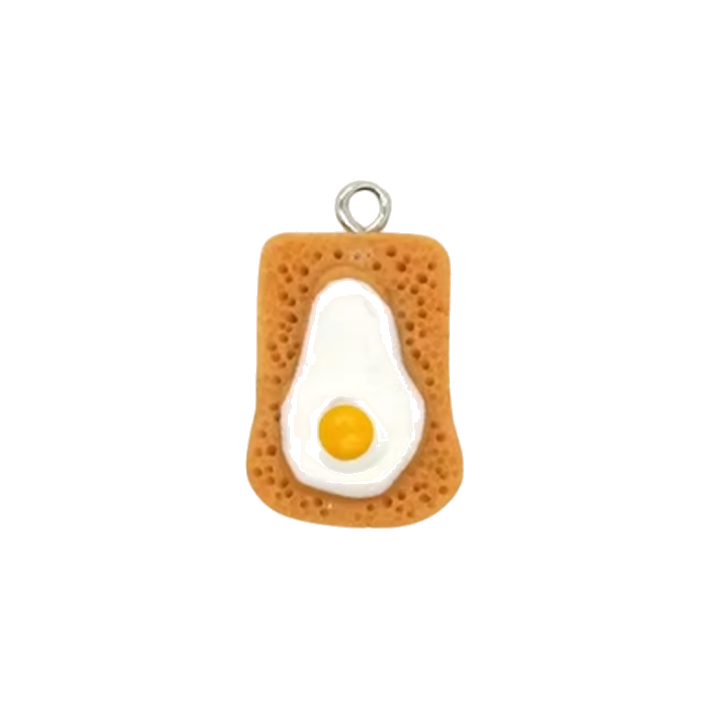 toastie with egg resin charm