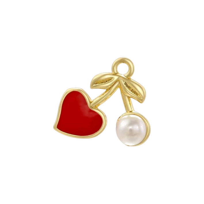 cherry heart pearl charm