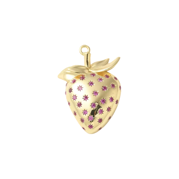 strawberry pink gem gold charm