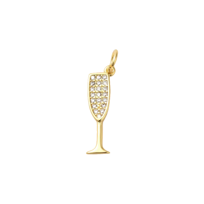 diamond champage glass gold charm