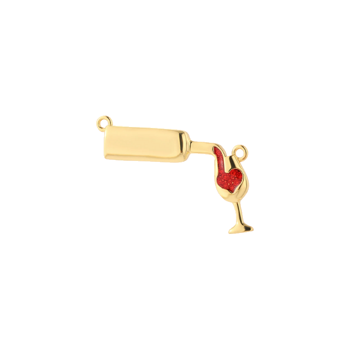 wine bottle & glass link charm