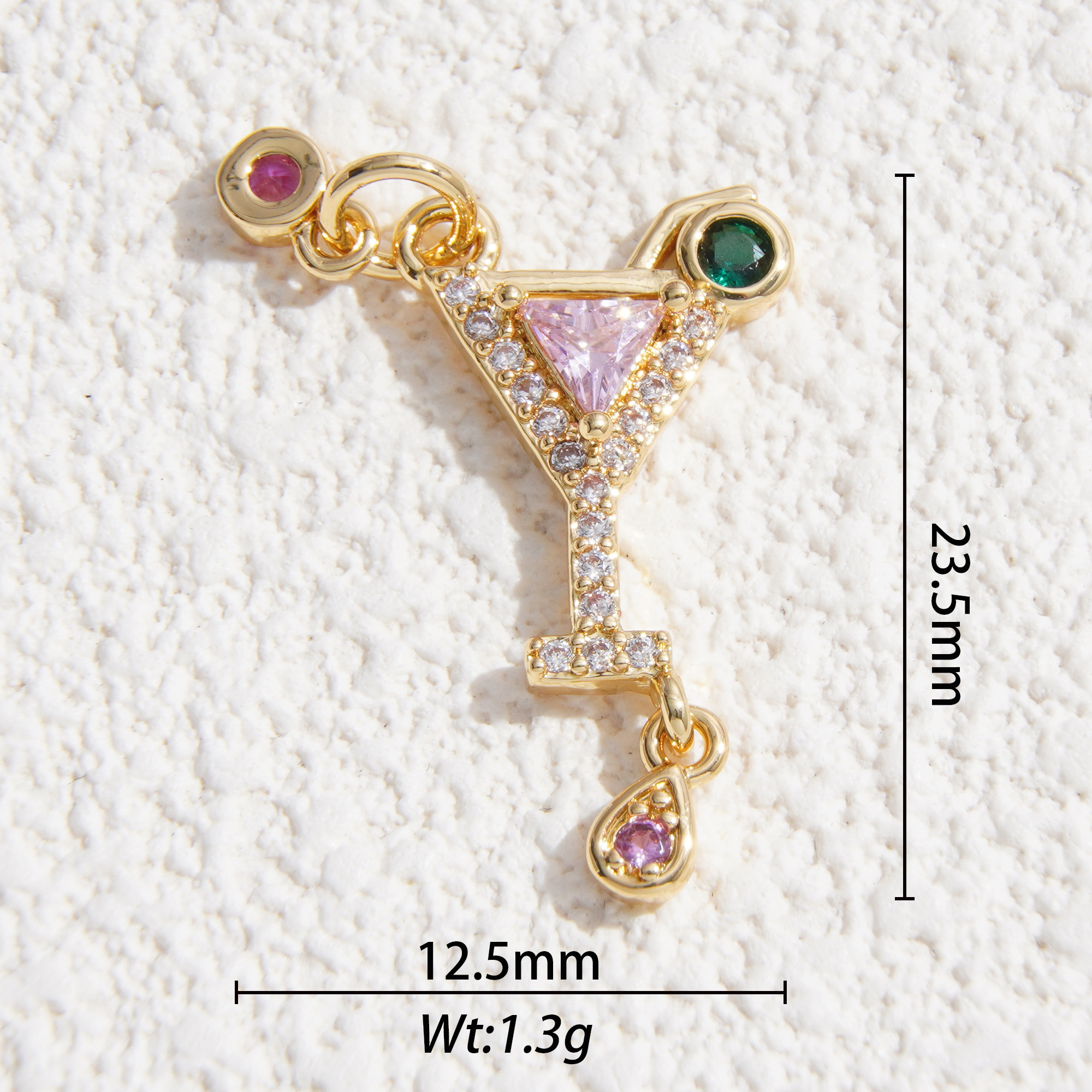 pink gem margarita drop charm