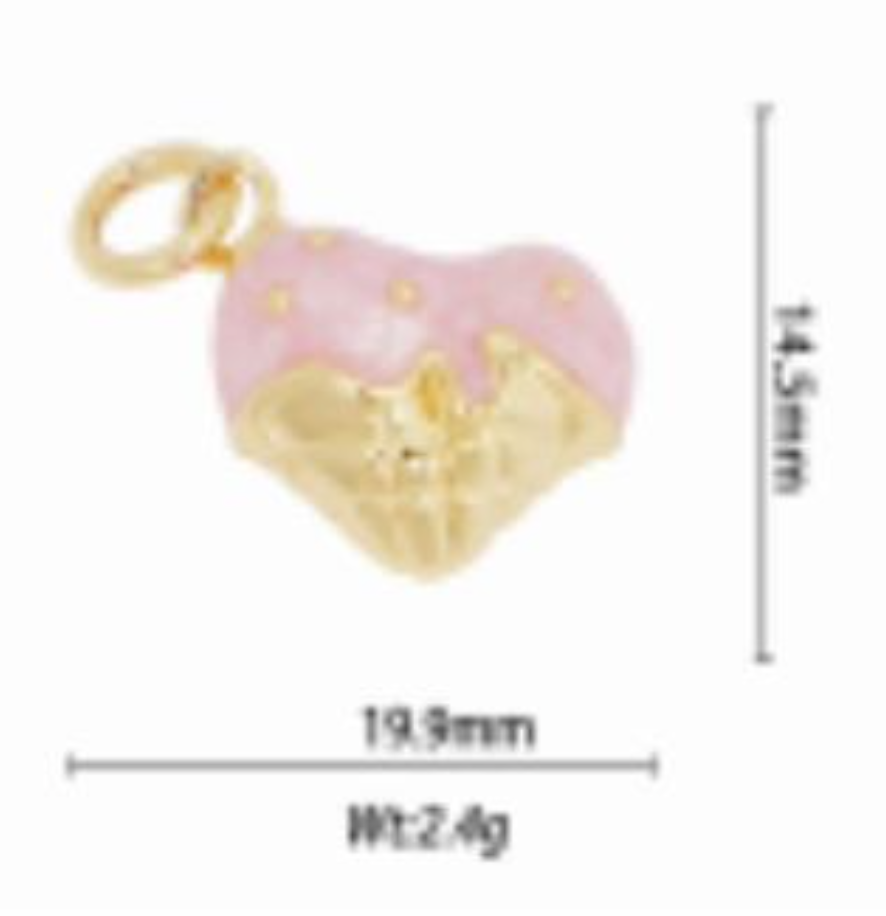 twin pink ice cream cone charm