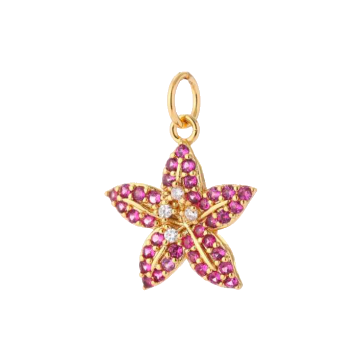 Pink diamond orchid charm
