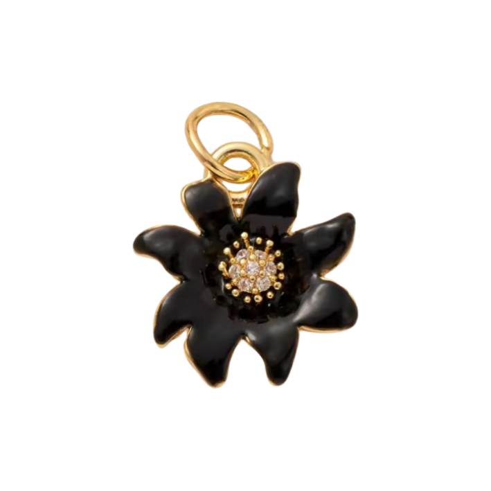 black gold flower charm
