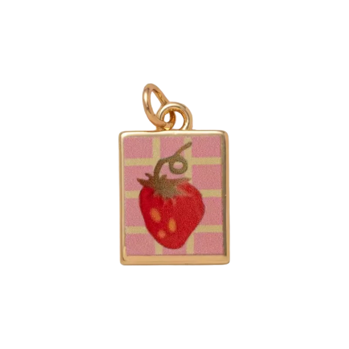 pink strawberry pendant charm