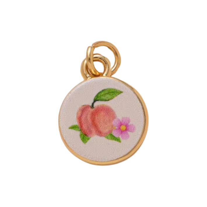 peach in circle charm