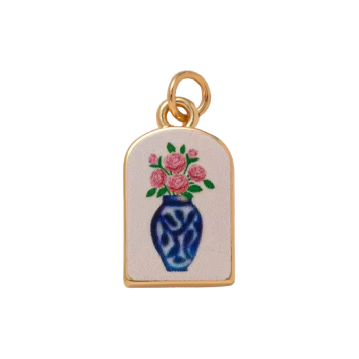 pinky floral vase charm