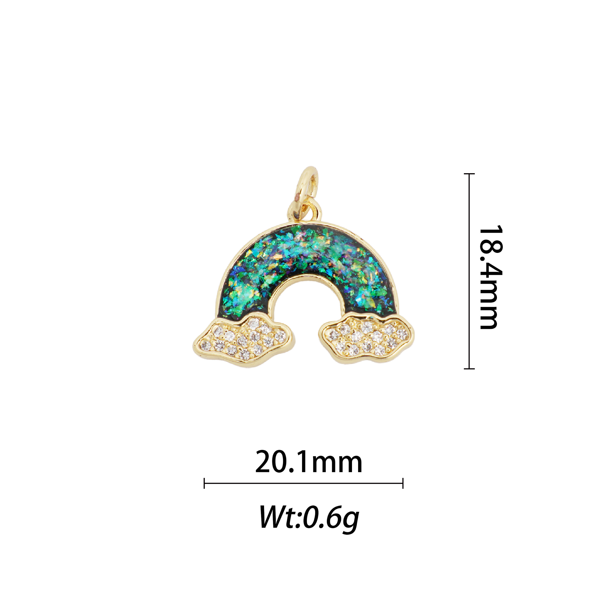 Emerald rainbow cloud charm