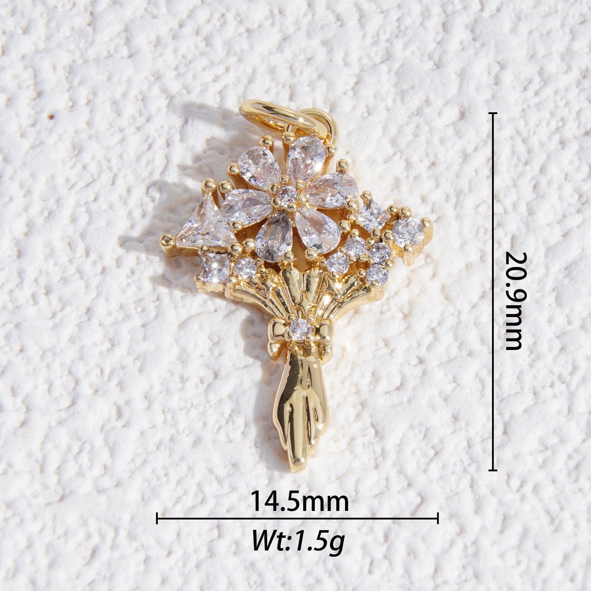 Diamond flower bouquet charm