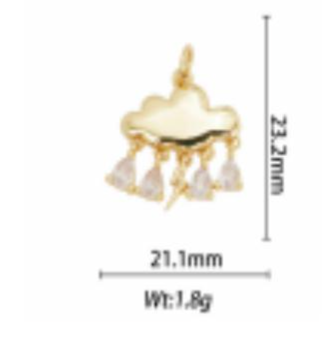 cloud with diamond rain drop charm
