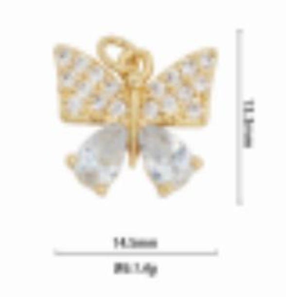 blue diamond butterfly charm