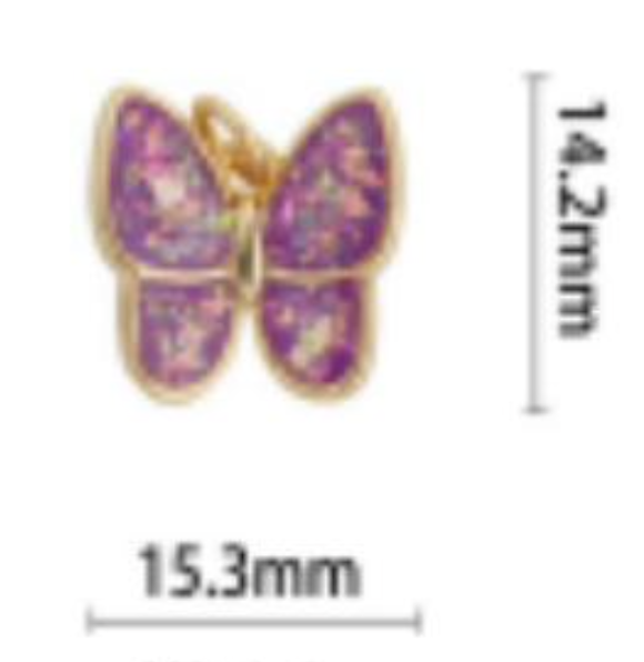 purple glitter butterfly charm