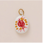 Red Rose Blooming Oval charm