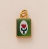Red Tulip Green Square charm