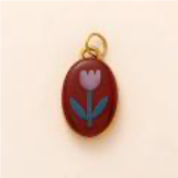 Tulip Bloom Brown Oval charm