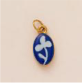 Blue White Floral Oval charm