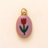 Red Tulip Blossom Oval charm